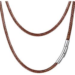 PROSTEEL Waxed Rope Braided Leather Necklace Cord Sturdy Soft Comfortable, 16”-30”, Stainless Steel Durable Clasp, Come Gift Box