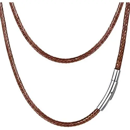 PROSTEEL Waxed Rope Braided Leather Necklace Cord Sturdy Soft Comfortable, 16”-30”, Stainless Steel Durable Clasp, Come Gift Box PROSTEEL Waxed Rope Braided Leather Necklace Cord Sturdy Soft Comfortable, 16”-30”, Stainless Steel Durable Clasp, Come Gift Box