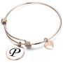 MAOFAED Initial Bracelet ,Rose Gold Letter Bracelet, Personalized Jewelry, Hand Stamped Jewelry