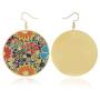 Allzedream Earrings Dangle Gold Lightweight Round Oversize Disc Drop Multicolor