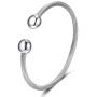 FOOM Elastic Adjustable Cable Bracelet for Men Women Twisted Stainless Steel Cuff Bangle with Magnetic Two Tone Gift Fashion Jewelry Plated Polished Gift