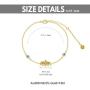 Rikelus 14K Real Yellow Gold Crown Bracelet with Sea Blue 5A Cubic Zircon,Romantic Jewelry for Women Girls Gift for Christmas Birthday,Chain Length 7 + 2 Extension