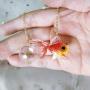 DAMLENG Funny Cute Acrylic Resin Simulation Fish in Bag Dangle Earrings Unique Asymmetry Lightweight Goldfish Dangle Drop Earrings Jewelry Gift for Girls Women