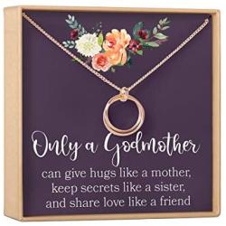 Godmother Necklace: Godmother Gift, Godmother Proposal, Fairy Godmother, 2 Linked Circles (rose-gold-plated-base, NA)