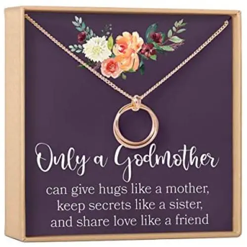 Godmother Necklace: Godmother Gift, Godmother Proposal, Fairy Godmother, 2 Linked Circles (rose-gold-plated-base, NA) Godmother Necklace: Godmother Gift, Godmother Proposal, Fairy Godmother, 2 Linked Circles (rose-gold-plated-base, NA)