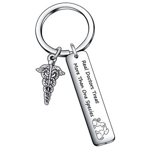 Real Doctors Treat More Than One Species Veterinarian Keychain Practitioner DVM Gift Vet School Grad Keychain