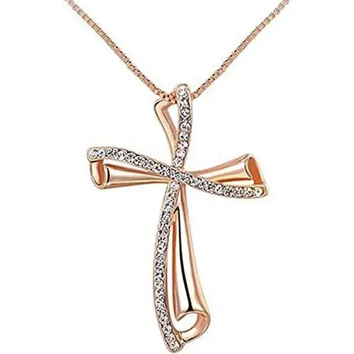Jude Jewelers Silver Rose Gold Plated Christian Cross Religious Prayer Pendant Necklace Jude Jewelers Silver Rose Gold Plated Christian Cross Religious Prayer Pendant Necklace
