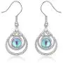ECOLVANT Drop Earrings for Women Rainbow Moonstone Dangle Earrings Sterling Silver Earrings White Gold Plated Gemstone Hypoallergenic Earrings for Women Girls Birthday Party Fashion Silver Earrings