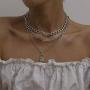 Salircon 3 PCS Punk Chain Necklace for Women Men Teen Girls Gothic Layered Lock Pendant Necklaces Set Heart Choker