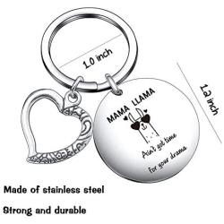 Funny Mama Llama Charm Keychain, Mama Llama Ain’t Got Time for Your Drama for Moms Friends Christmas Birthday Gift