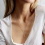 LAMOON Gold Layered Necklaces for Women 14K Gold Pendant Y Pendant Necklace Bar Coin Disc Moon Circle Pearl Choker Necklaces Dainty Minimalist Fashion Simple Stainless-Steel Layering Necklaces
