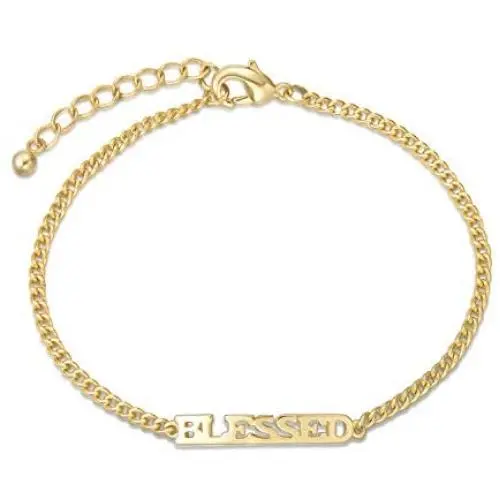 AGVANA Chain Bracelet for Women Cuban Paperclip Link Blessed 14k Gold Plated 925 Sterling Silver Fashion Jewelry Gifts for Her Girlfriend Wife Bestfriend with Gift Box, 6.5+1 Inch Extender AGVANA Chain Bracelet for Women Cuban Paperclip Link Blessed 14k Gold Plated 925 Sterling Silver Fashion Jewelry Gifts for Her Girlfriend Wife Bestfriend with Gift Box, 6.5+1 Inch Extender