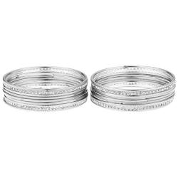 Efulgenz Boho Vintage Antique Gypsy Tribal Indian CZ Crystal Oxidized Silver Plated Bracelet Bangle Set Jewelry