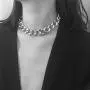 Punk Sliver Chain Links Choker Necklace Jewelry for Women 15inch Thick Chain Choker Necklace