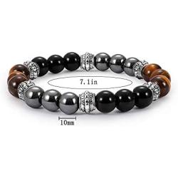 Three Kinds of Beads Black Frosted Stone Tiger Eye Stone Iron Gallstone Spaced Apart Bracelet