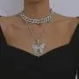 XY Fancy Butterfly Necklace Women Jewelry Sets Hip Hop Style Diamond-Mounted Double-Layer Choker