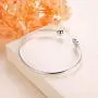 925 Sterling Silver Adjustable Open Cuff Heart Bangle Bracelet for Women Girls Inspirational Gift