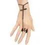TFJ Women Wrist Bracelet Black Metal Hand Chain Fashion Jewelry Big Cross Charm Slave Ring