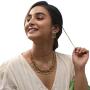 Tarinika Videni Antique Gold-Plated Indian Jewelry Set with Necklace and Earrings - White Red