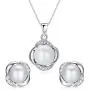 Stunning Flawless Pearl Stud Earrings & Silver Chain Pendant Set| Impeccable Quality Natural, Flawless Freshwater Pearl & 925 Sterling Silver| The Most Unique Fashion Jewelry Set (1 | White Pearls)