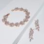 UDORA Cubic Zirconia Leafs Earrings Bracelet Jewelry Set For Bridal Bridesmaid Wedding Prom