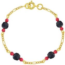 In Season Jewelry 18k Gold Plated Simulated Azabache Evil Eye Protection Amulet Kids Bracelet 5.5''