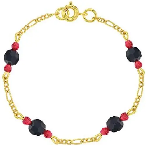 In Season Jewelry 18k Gold Plated Simulated Azabache Evil Eye Protection Amulet Kids Bracelet 5.5'' In Season Jewelry 18k Gold Plated Simulated Azabache Evil Eye Protection Amulet Kids Bracelet 5.5''