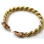 LynnAround Bronze Norse Viking Mjolnir Wolf Head Twisted Cable Bangle Cuff Bracelet Arm Ring Pagan Jewelry