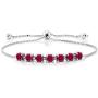 Gem Stone King 925 Sterling Silver Red Created Ruby Adjustable Bracelet, 2.80 Ctw Round