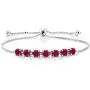 Gem Stone King 925 Sterling Silver Red Created Ruby Adjustable Bracelet, 2.80 Ctw Round Gem Stone King 925 Sterling Silver Red Created Ruby Adjustable Bracelet, 2.80 Ctw Round