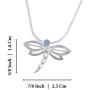 925 Sterling Silver Dragonfly Pendant Necklace with 2mm Created Blue Opal, 18'' + 4'' Extender