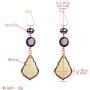 Fashion Translucent colored gem women yellow-purple color matching luxury drop dangle earrings geometric long pendant ear accessories Jewelry