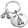 WSNANG Boxing Gift Just a Girl Who Loves Boxing Keychain Boxing Glove Keychain Boxing Lovers Gift Boxing Workout Gift Fitness Gift