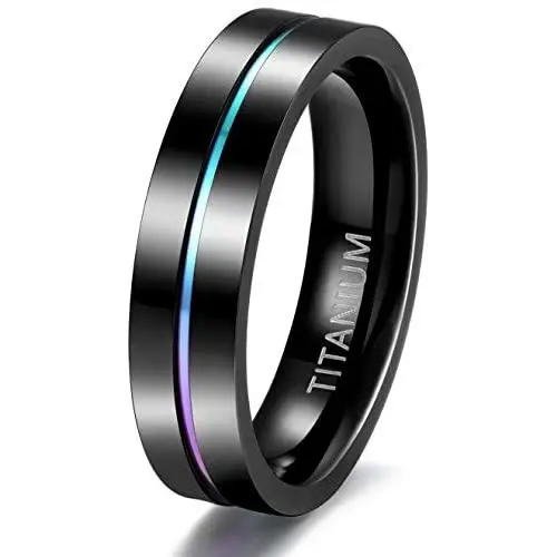 TIGRADE 5mm 7mm 9mm Rainbow Titanium Ring Colorful Thin Groove Wedding Band Couple Rings Size 3.5-14.5 TIGRADE 5mm 7mm 9mm Rainbow Titanium Ring Colorful Thin Groove Wedding Band Couple Rings Size 3.5-14.5
