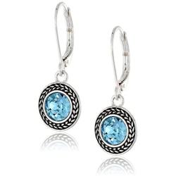 Napier ''Color Declaration'' Silver-Tone Aqua Swarovski Stone Leverback Drop Earrings
