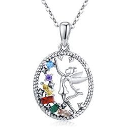 Delicate Rainbow Cactus/Mesh Flower/Fairy Necklace for Women Girls,925 Sterling Silver Lotus Pendant Necklace Cubic Zirconia Colorful Pendant Jewelry Gift for Mom/Wife/Daughter/Grandma/Girlfriend