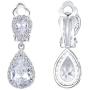 EVER FAITH Wedding Teardrop Earrings Clear Full Cubic Zirconia Silver-Tone