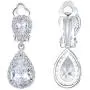 EVER FAITH Wedding Teardrop Earrings Clear Full Cubic Zirconia Silver-Tone