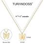 Turandoss Initial Butterfly Necklaces for Girls - Dainty 14K Gold Filled Handmade Personalized Letter Butterfly Choker Necklaces for Women Girls Jewelry Gifts