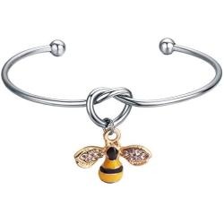 BAUNA Cute Bee Bracelet Bumblebee Honeybee for Women Girls Pendant Jewelry Birthday Gifts Graduation Gifts for Her