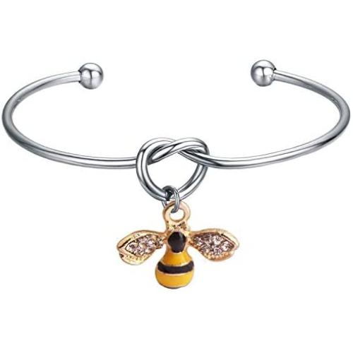 BAUNA Cute Bee Bracelet Bumblebee Honeybee for Women Girls Pendant Jewelry Birthday Gifts Graduation Gifts for Her