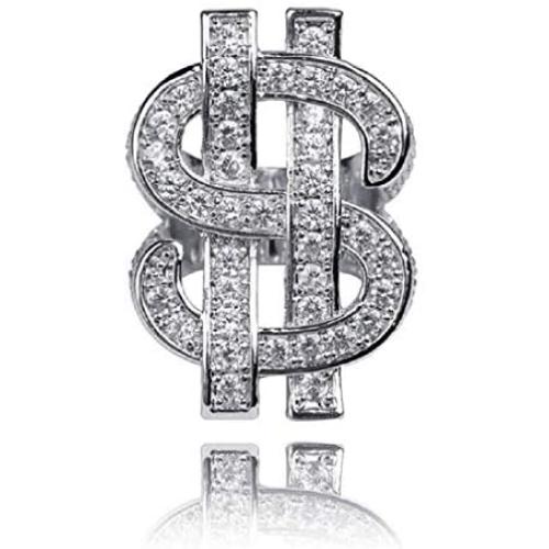 Crystal Dollar Sign Ring for Men, Iced Out Cubic Zirconia US Dollar Ring, Hip Hop Dollar Symbol Ring, Punk Rock Ring for Rapper, Dollar Money Amulet Ring, Dollar Keepsake Jewelry Gift