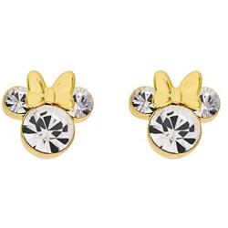 Disney Minnie Mouse Birthstone Jewelry, Silver Plated Crystal Stud Earrings for Women and Girls