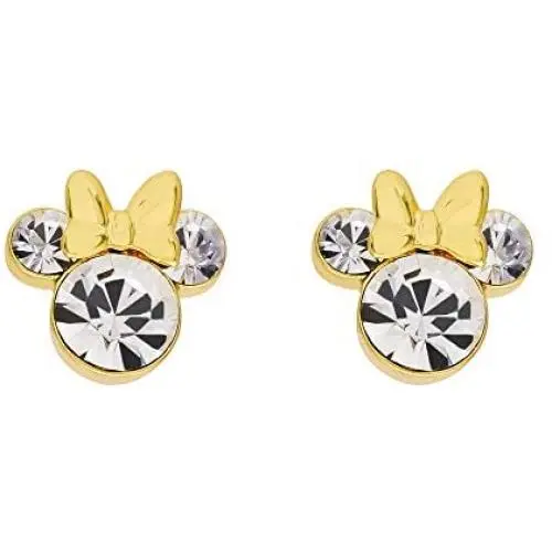 Disney Minnie Mouse Birthstone Jewelry, Silver Plated Crystal Stud Earrings for Women and Girls Disney Minnie Mouse Birthstone Jewelry, Silver Plated Crystal Stud Earrings for Women and Girls