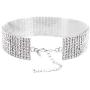 Zealmer Wide Fake Diamond Choker 8 Row White Gold Plated