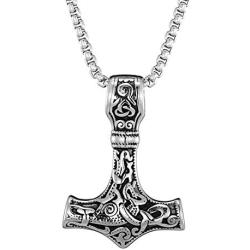 Ropman Gold Norse Viking Jewelry Men Necklace Thor Hammer Mjolnir Necklace Amulet Scandinavian Stainless Steel Pendant Valknut Free 23 Inch Chain