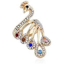 Womens Mens Ring Colorful Imitation Crystal Peacock Ring Tide Three-Dimensional Hollow Retro Index Finger Jewelry Wedding Party Ring Women