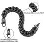 ChainsPro Durable Cuban Link Bracelet for Mens Boys, 6/10/14 mm, 19-21CM Length, 18K Gold Plated/316L Stainless Steel/Black-with Gift Box