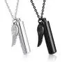 sailimue 2Pcs Cylinder Cremation Urn Necklace for Ashes Memorial Keepsake Pendant with Angel Wing Charm Necklace Stainless Steel Cremation Jewelry sailimue 2Pcs Cylinder Cremation Urn Necklace for Ashes Memorial Keepsake Pendant with Angel Wing Charm Necklace Stainless Steel Cremation Jewelry