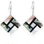FM FM42 Womens Shell Rhombus Square Rectangle Teardrop Oval Shape Charm Drop Hook Earrings Pendant Necklace Jewelry Set